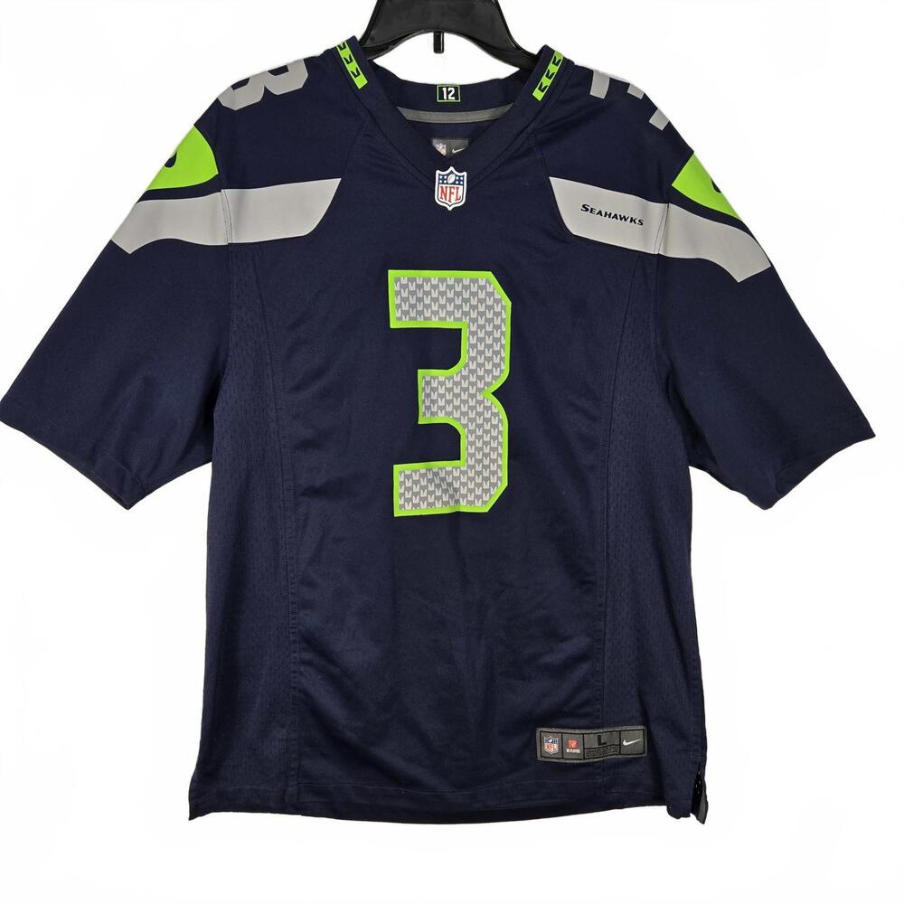 Russell Wilson Seahawks Jersey L Blue Nike On Field #3 Stitched Football - Picture 2 of 7